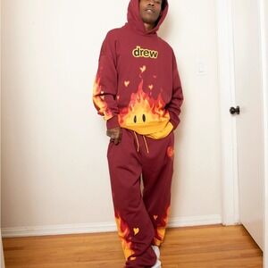 drew House Justin Bieber Flame Hoodie & Sweatpants Sweatsuit set